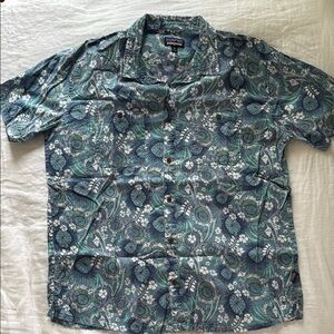 Patagonia Blue and Green Casual Button Down Shirt